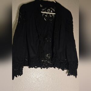 VINTAGE Spiegel Jacket, Womens Med. Light weight, 100% cotton. Crochet type trim